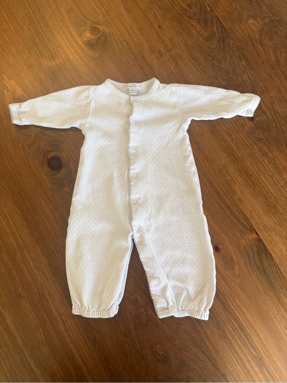 Kissy Kissy Cream One-Piece Footie with Tiny Dot Print